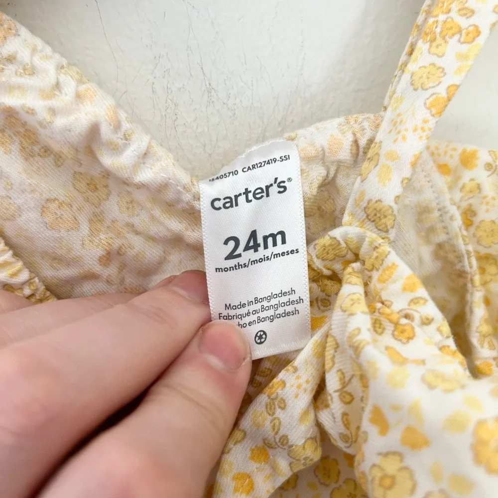 Carter's 24 Months Yellow Floral One-Shoulder Ruffle Cotton Top